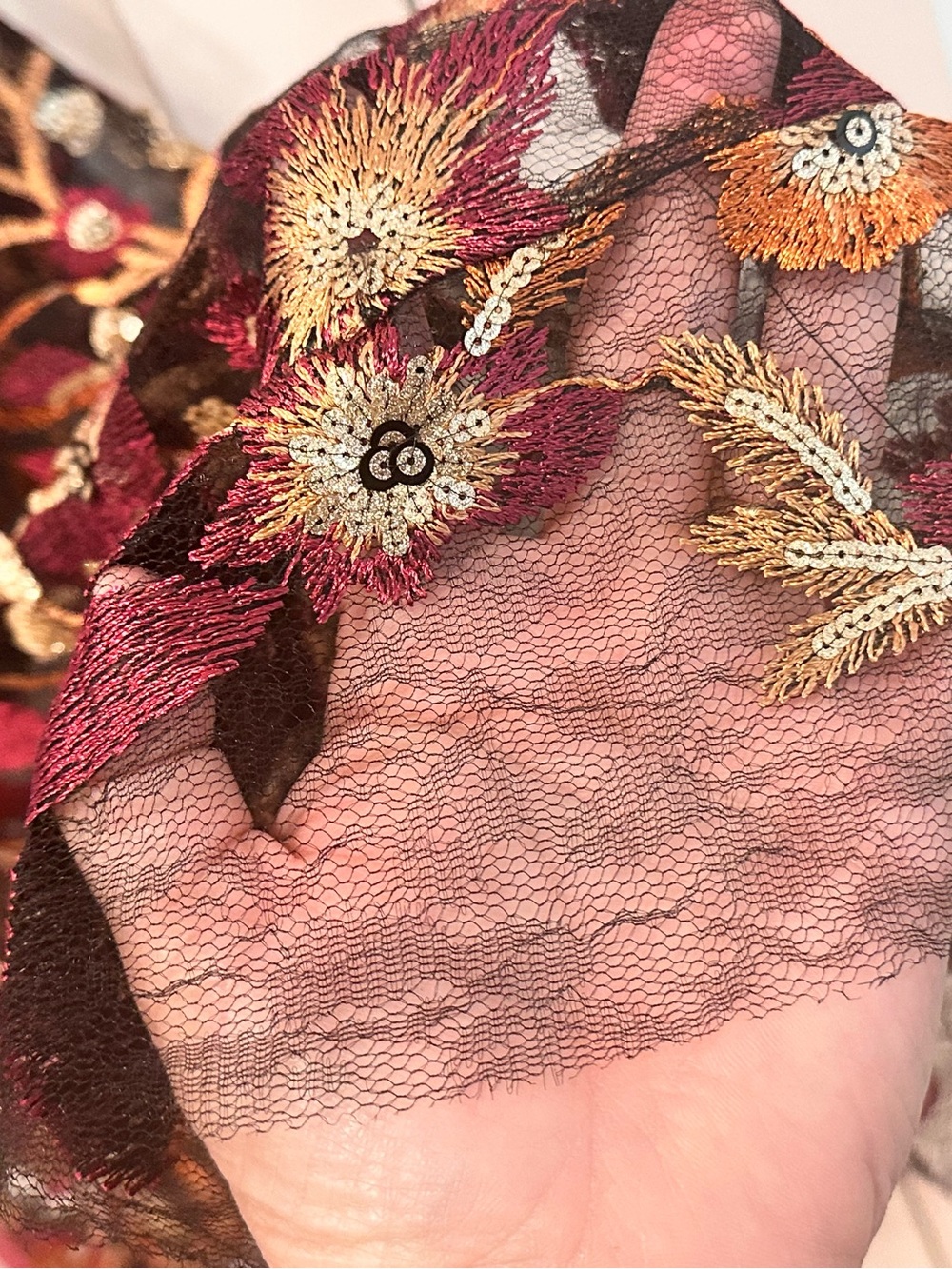 Embroidered/Sequin Floral Cocktail Dress (Med) - Picture 7 of 10